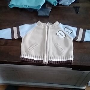 Carter's Cream and Brown Kids Zip-Up Hoodie